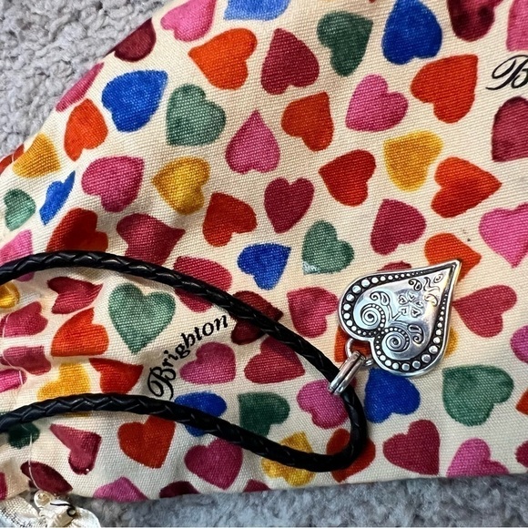 Brighton French Quarter Ophelia Heart Silver Tone Leather Necklace Minimalistic - Picture 8 of 8